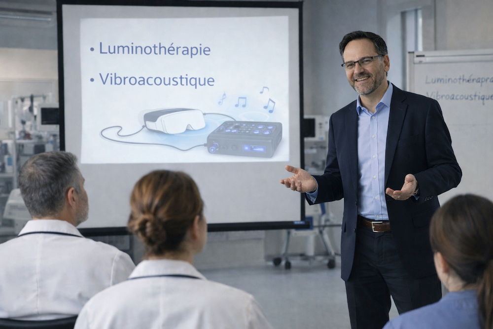 Intervention en établissement de santé sur la régulation du stress des équipes soignantes par luminothérapie et vibroacoustique