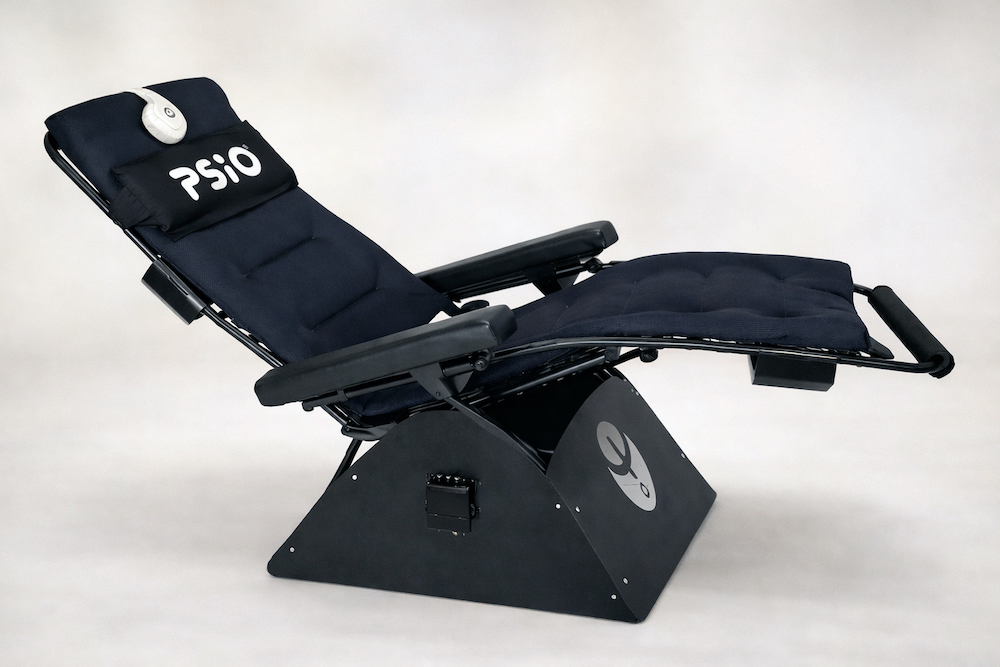 Fauteuil vibroacoustique PSIO Trans utilisé en cabinet pour l’accompagnement du sommeil et du stress